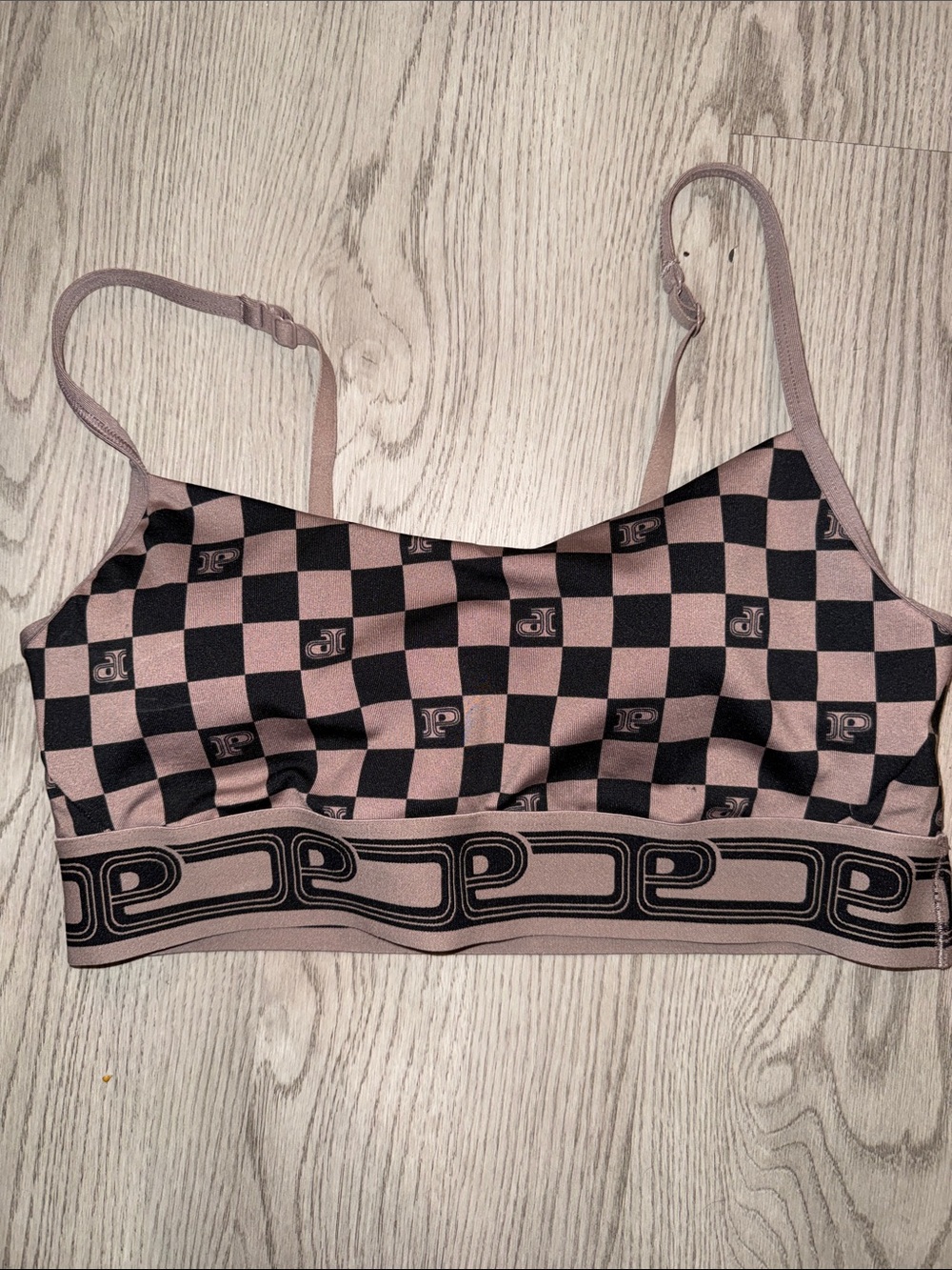 PINK Victoria's Secret Checker Bralette in Mauve and Black